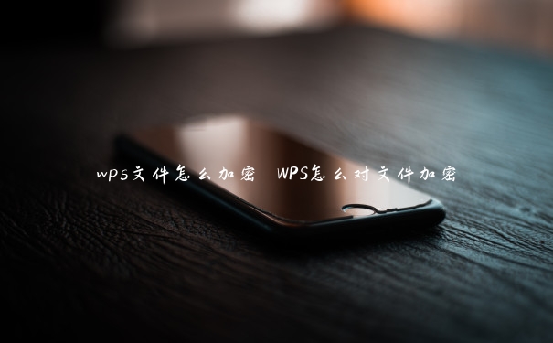 wps文件怎么加密 WPS怎么对文件加密